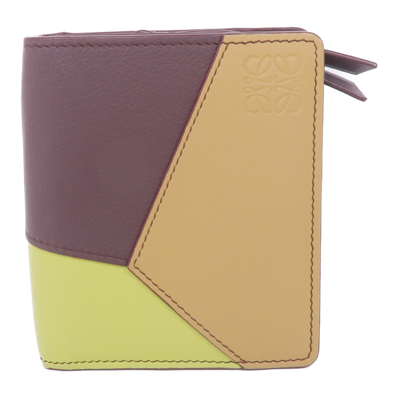 LOEWE 牛皮皮革Puzzle Compact Zip Wallet金扣錢包-0