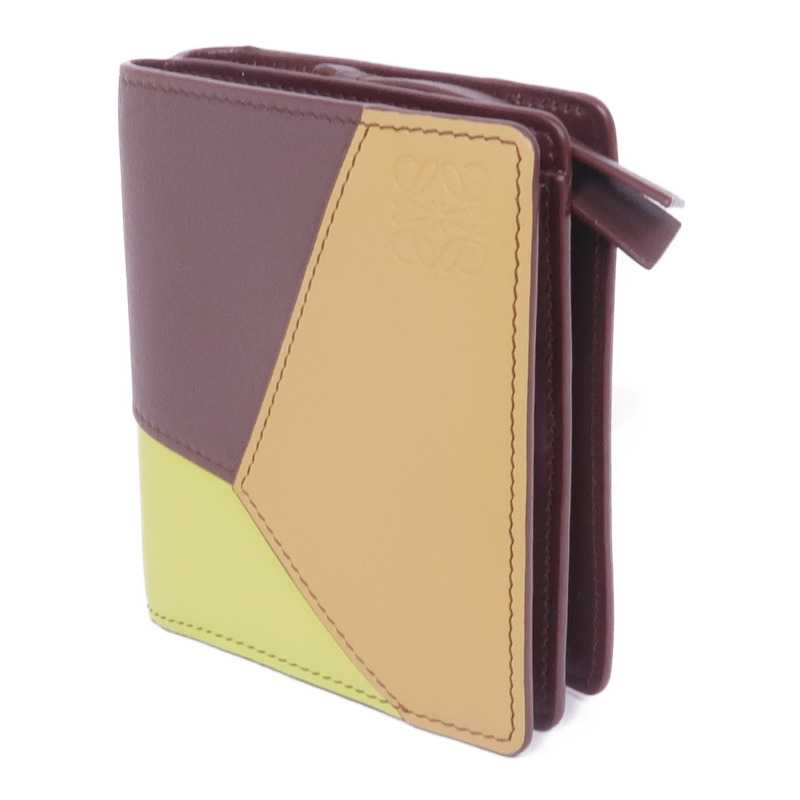 LOEWE 牛皮皮革Puzzle Compact Zip Wallet金扣錢包-1