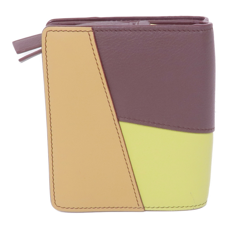LOEWE 牛皮皮革Puzzle Compact Zip Wallet金扣錢包-2