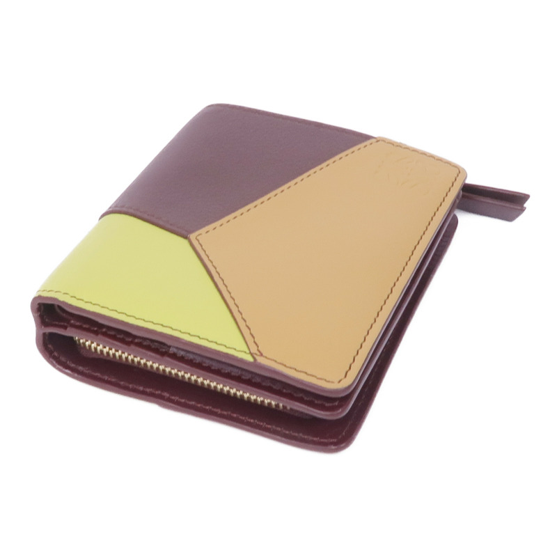 LOEWE 牛皮皮革Puzzle Compact Zip Wallet金扣錢包-3
