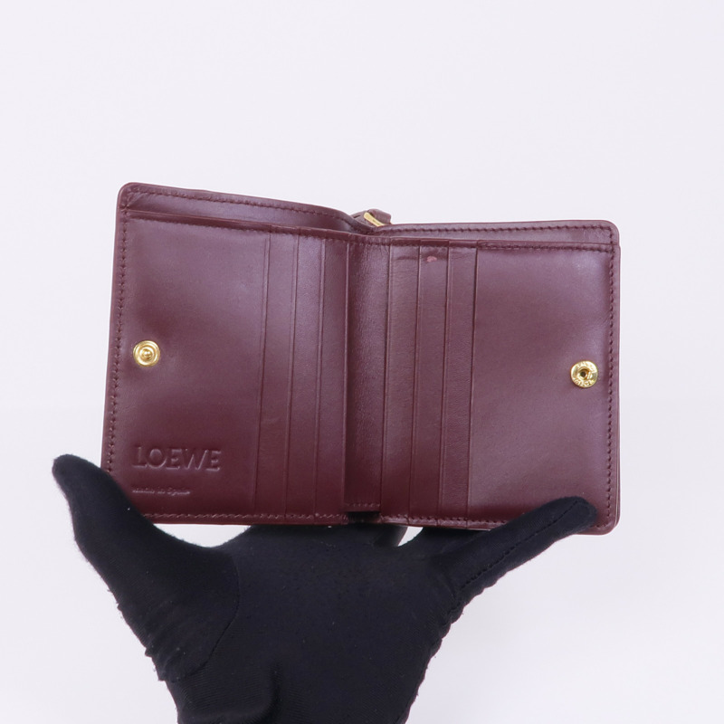 LOEWE 牛皮皮革Puzzle Compact Zip Wallet金扣錢包-12