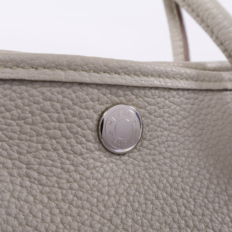 HERMES Negonda皮革Garden Party TPM銀扣手挽袋Beton-8