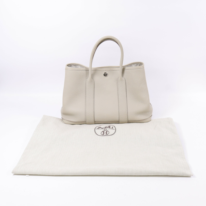 HERMES Negonda皮革Garden Party TPM銀扣手挽袋Beton-16