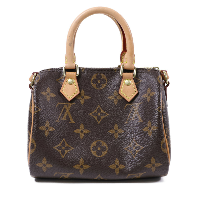 LOUIS VUITTON Monogram Nano Speedy金扣手挽肩背兩用袋棕色-1
