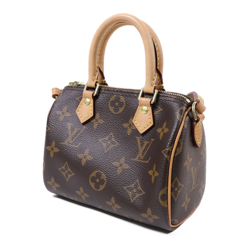 LOUIS VUITTON Monogram Nano Speedy金扣手挽肩背兩用袋棕色-2