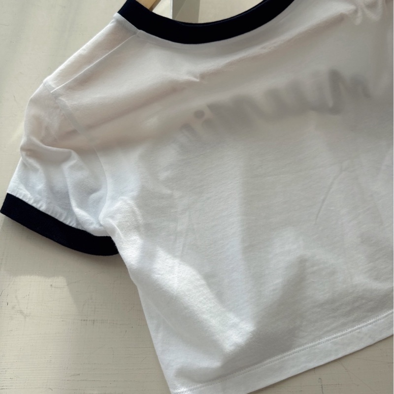 Miu Miu 白底黑邊短版短袖上衣 size:S-5