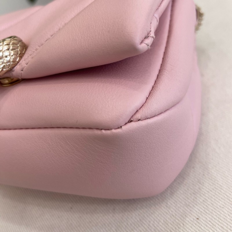 Bvlgari Serpenti Cabochon 櫻花粉色迷你棉花糖蛇頭包-6