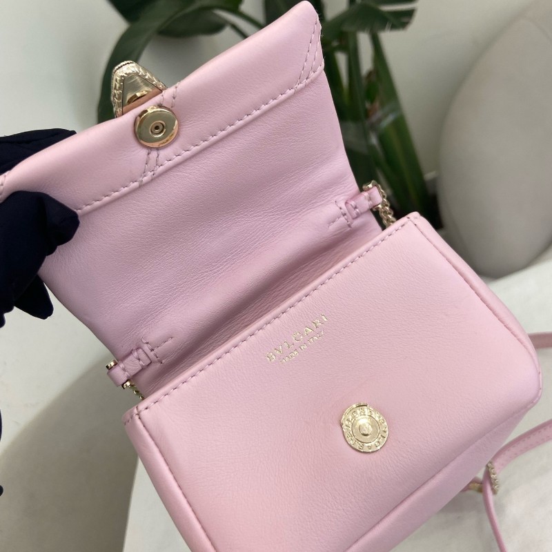Bvlgari Serpenti Cabochon 櫻花粉色迷你棉花糖蛇頭包-10