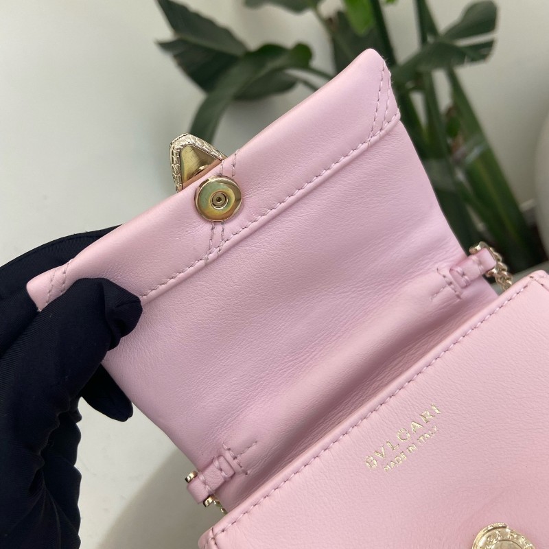 Bvlgari Serpenti Cabochon 櫻花粉色迷你棉花糖蛇頭包-11