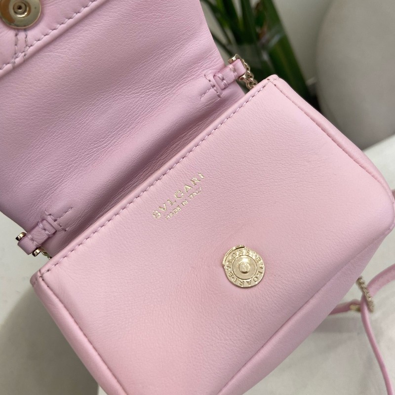 Bvlgari Serpenti Cabochon 櫻花粉色迷你棉花糖蛇頭包-12