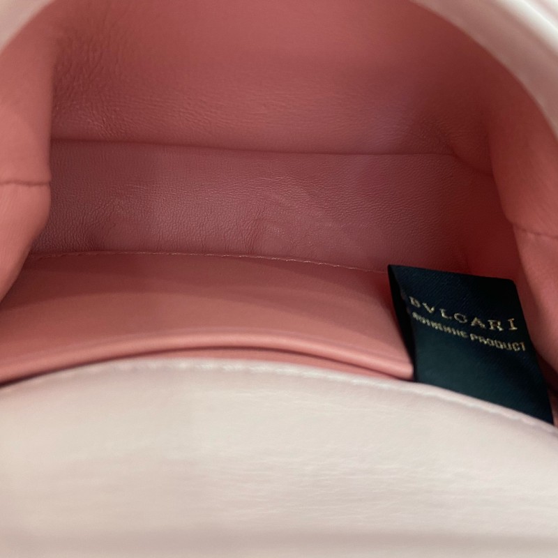 Bvlgari Serpenti Cabochon 櫻花粉色迷你棉花糖蛇頭包-16