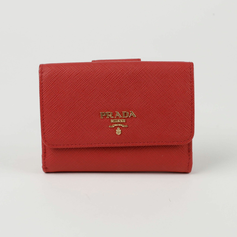 PRADA 金屬Logo翻蓋錢包-0