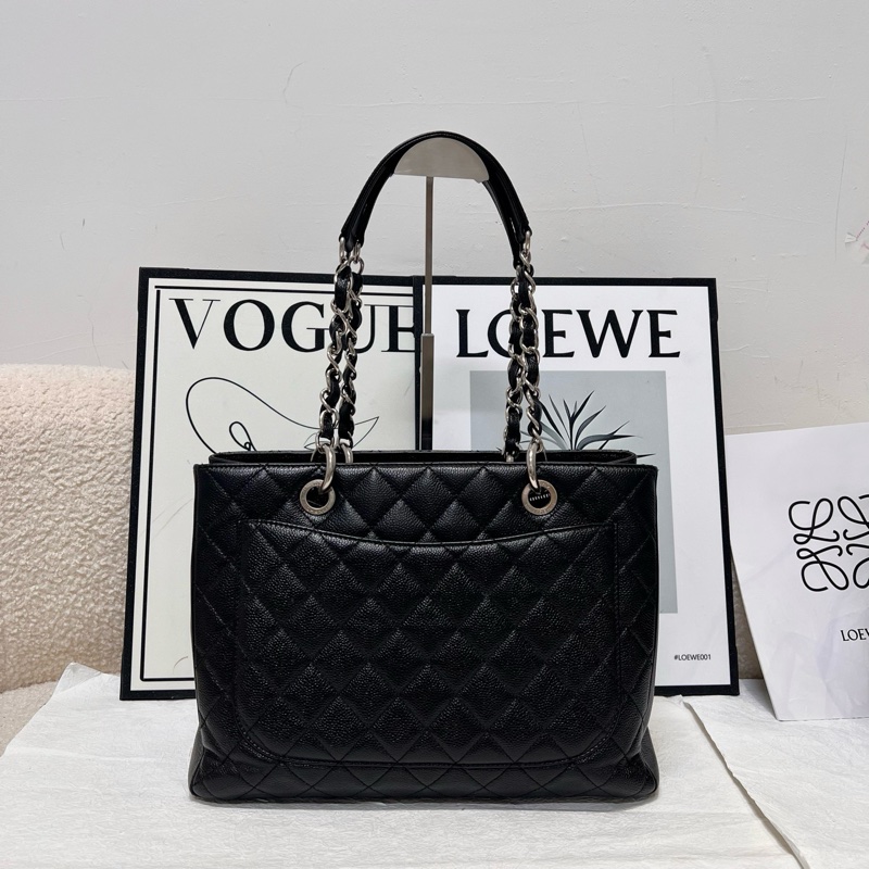 Chanel 黑銀GST荔枝紋牛皮 尺寸約33*24*11cm 鐳射15開。-1