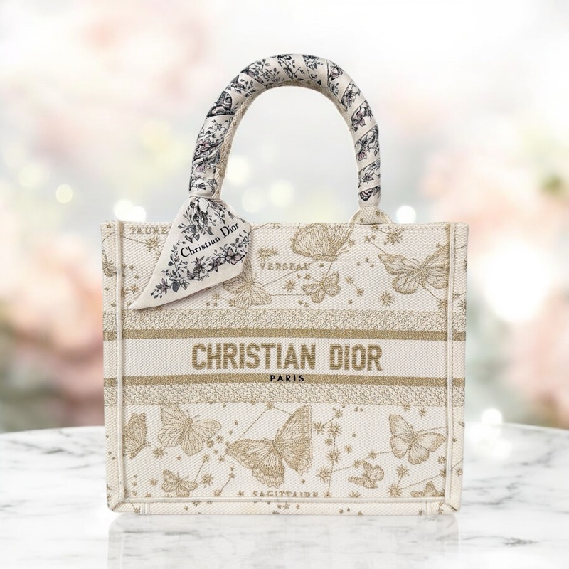 莉亞精品♡Dior 蝴蝶刺繡小號托特 白金 二手-0