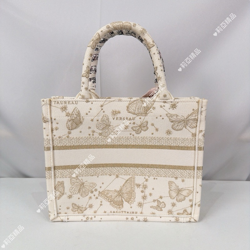 莉亞精品♡Dior 蝴蝶刺繡小號托特 白金 二手-2