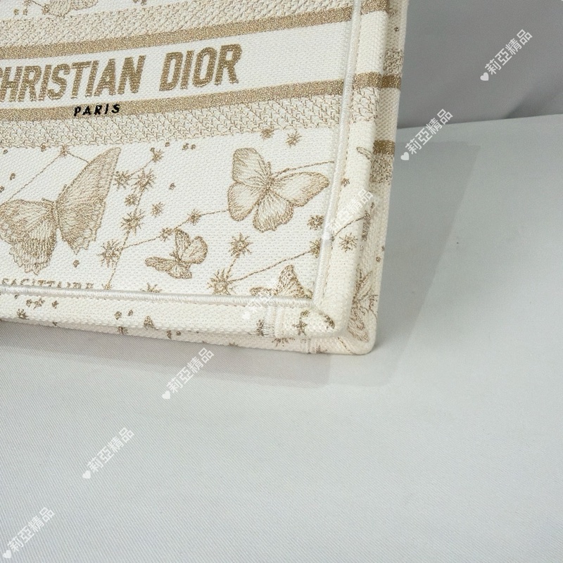 莉亞精品♡Dior 蝴蝶刺繡小號托特 白金 二手-4