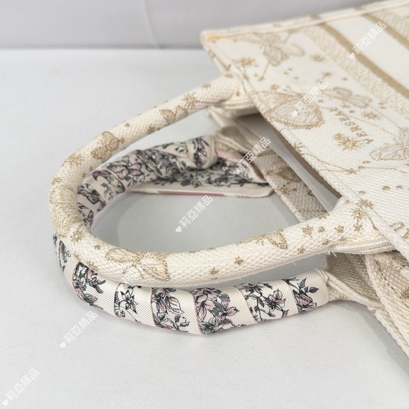 莉亞精品♡Dior 蝴蝶刺繡小號托特 白金 二手-11