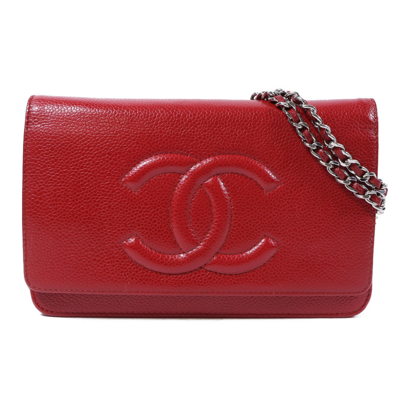 CHANEL 牛皮皮革WOC Wallet On Chain銀扣鏈帶肩背袋-0