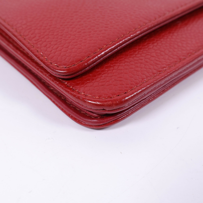 CHANEL 牛皮皮革WOC Wallet On Chain銀扣鏈帶肩背袋-9