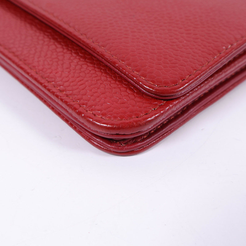 CHANEL 牛皮皮革WOC Wallet On Chain銀扣鏈帶肩背袋-10