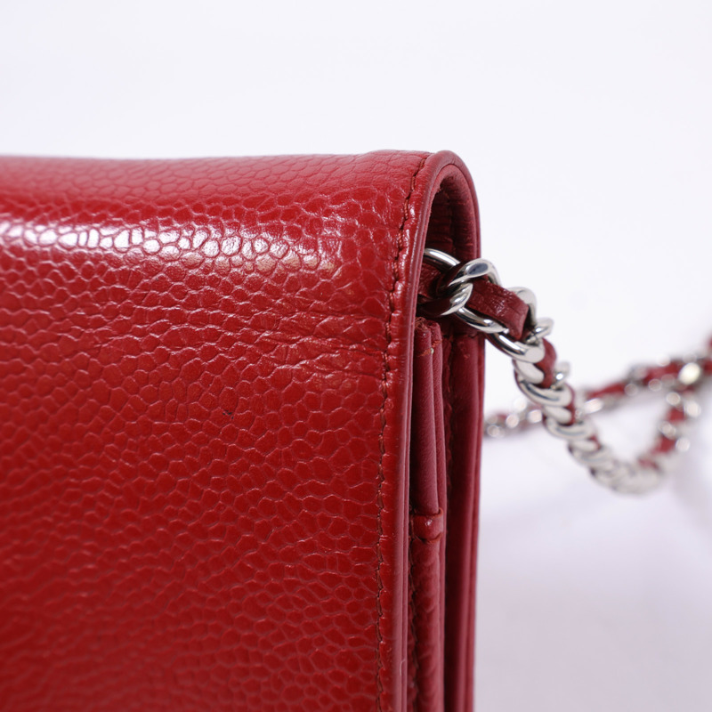 CHANEL 牛皮皮革WOC Wallet On Chain銀扣鏈帶肩背袋-14