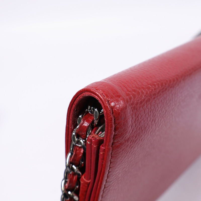 CHANEL 牛皮皮革WOC Wallet On Chain銀扣鏈帶肩背袋-17