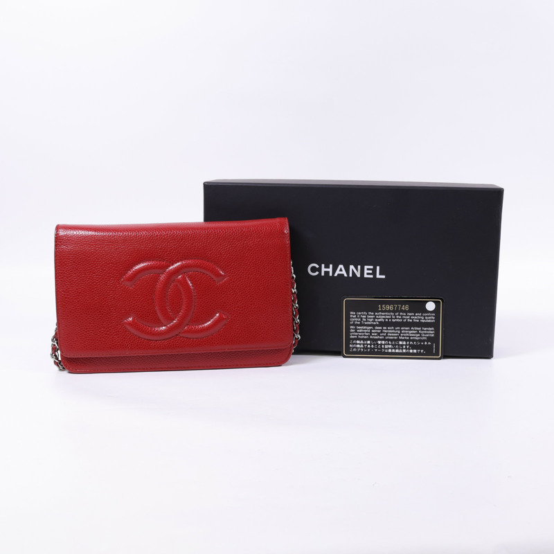 CHANEL 牛皮皮革WOC Wallet On Chain銀扣鏈帶肩背袋-20
