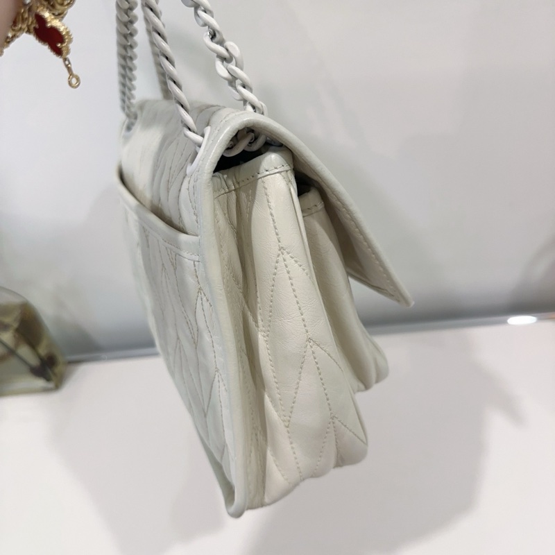 miumiu 小號奶白色油蠟皮郵差包 尺寸約22*16*7.5-4