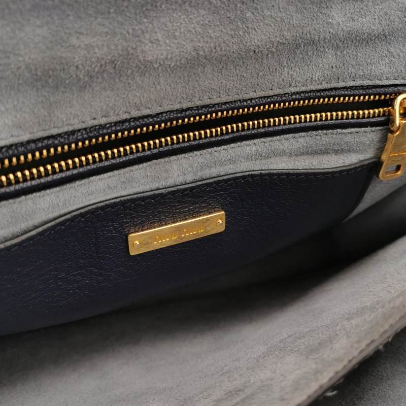 Miu Miu Madras羊皮拼色金屬鎖扣斜挎包-7