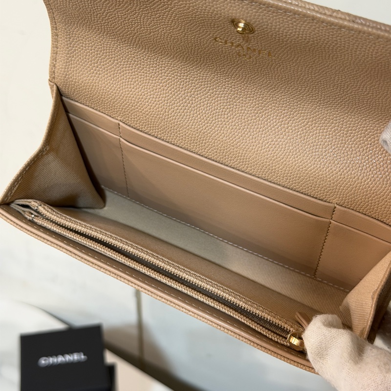 #全新閒置 #配件齊全 香奈兒荔枝皮奶茶金扣中長夾✨-7