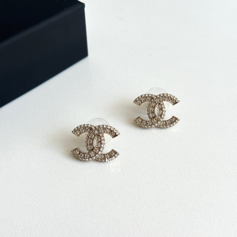 全新💖 Chanel 香奈兒 滿鑽雙C耳環-0