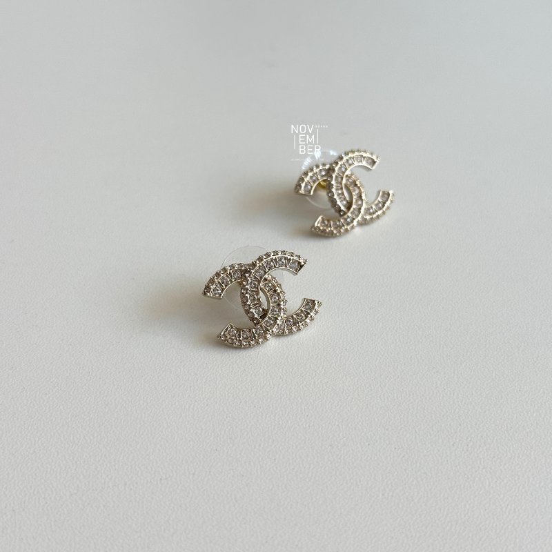 全新💖 Chanel 香奈兒 滿鑽雙C耳環-3