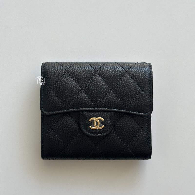 全新💖 全配有購證🙌🏻 Chanel 香奈兒 黑色經典三折短夾-0