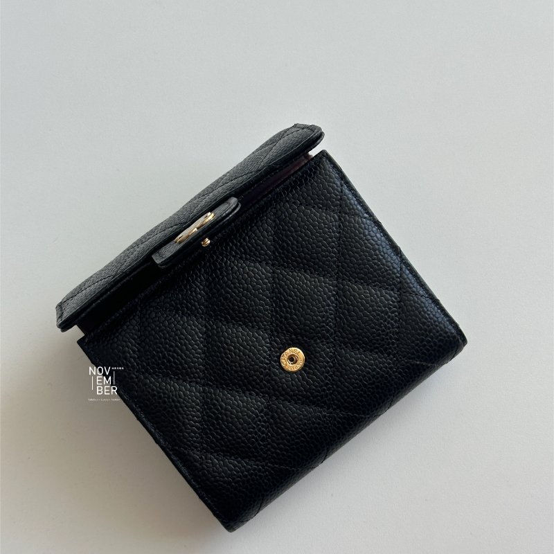 全新💖 全配有購證🙌🏻 Chanel 香奈兒 黑色經典三折短夾-1