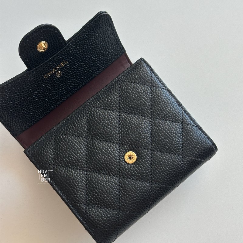 全新💖 全配有購證🙌🏻 Chanel 香奈兒 黑色經典三折短夾-2
