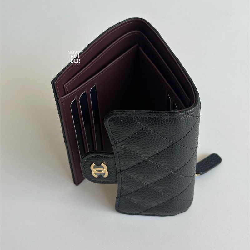 全新💖 全配有購證🙌🏻 Chanel 香奈兒 黑色經典三折短夾-4