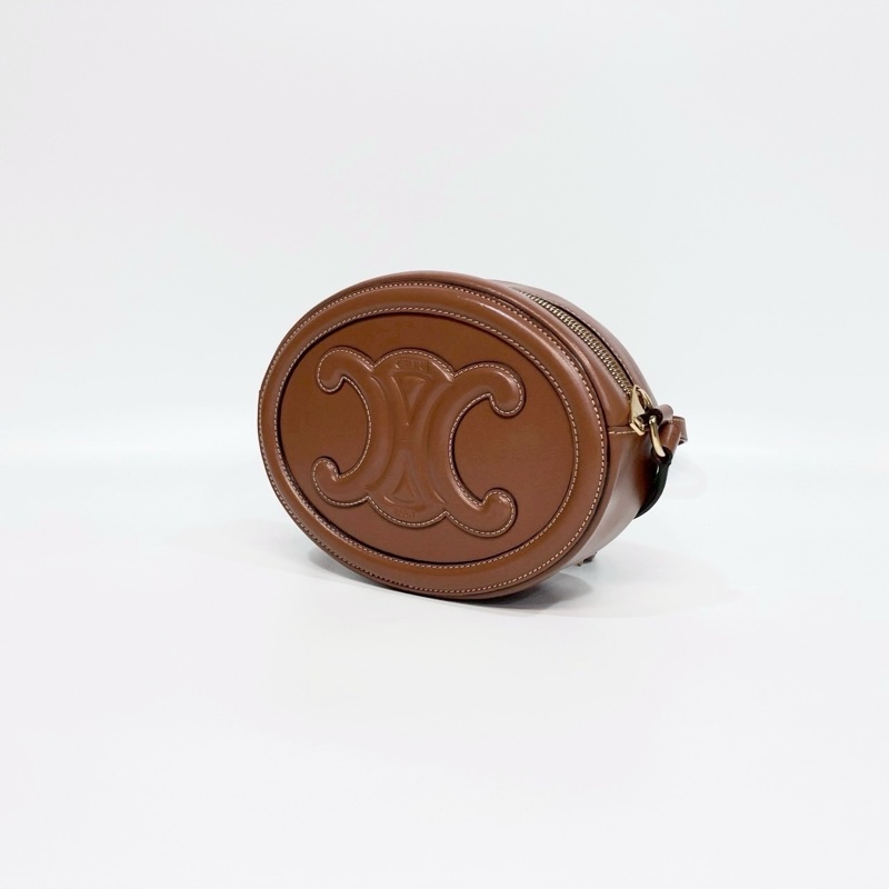 CELINE棕色牛皮TRIOMPHE橢圓側背包198603DXC-2