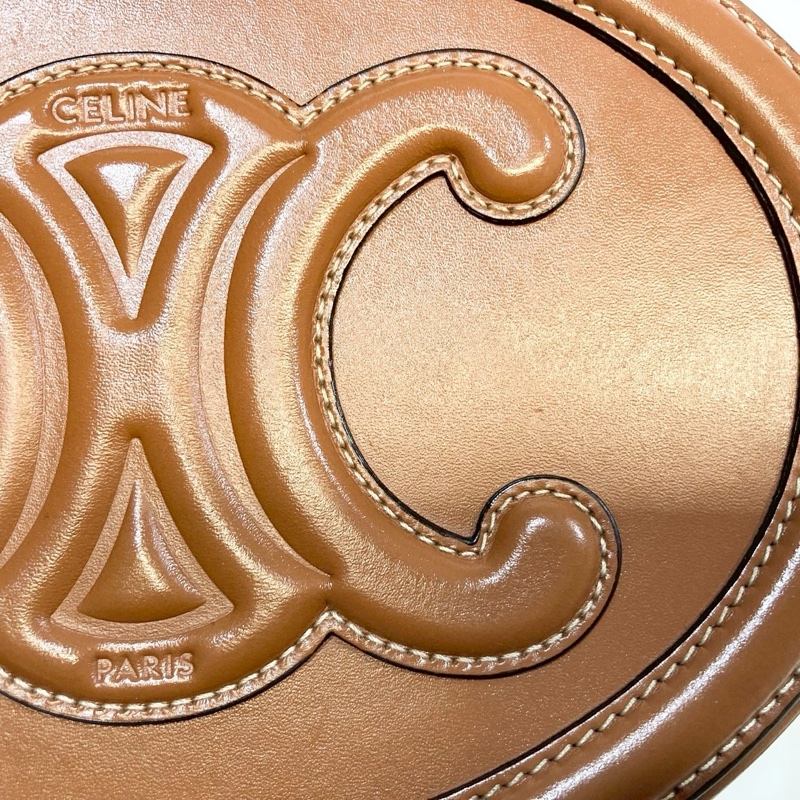 CELINE棕色牛皮TRIOMPHE橢圓側背包198603DXC-11