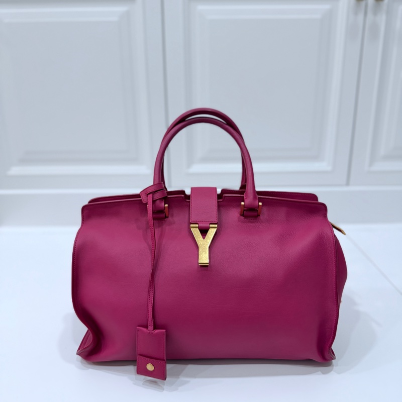 YVES SAINT LAURENT YSL 聖羅蘭 CABAS CHYC 桃紅色 手提包 醫生包 公事包 波斯頓包-1