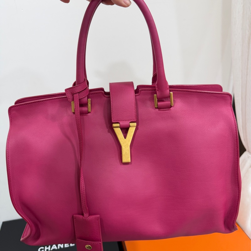 YVES SAINT LAURENT YSL 聖羅蘭 CABAS CHYC 桃紅色 手提包 醫生包 公事包 波斯頓包-2