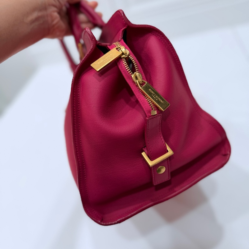 YVES SAINT LAURENT YSL 聖羅蘭 CABAS CHYC 桃紅色 手提包 醫生包 公事包 波斯頓包-8