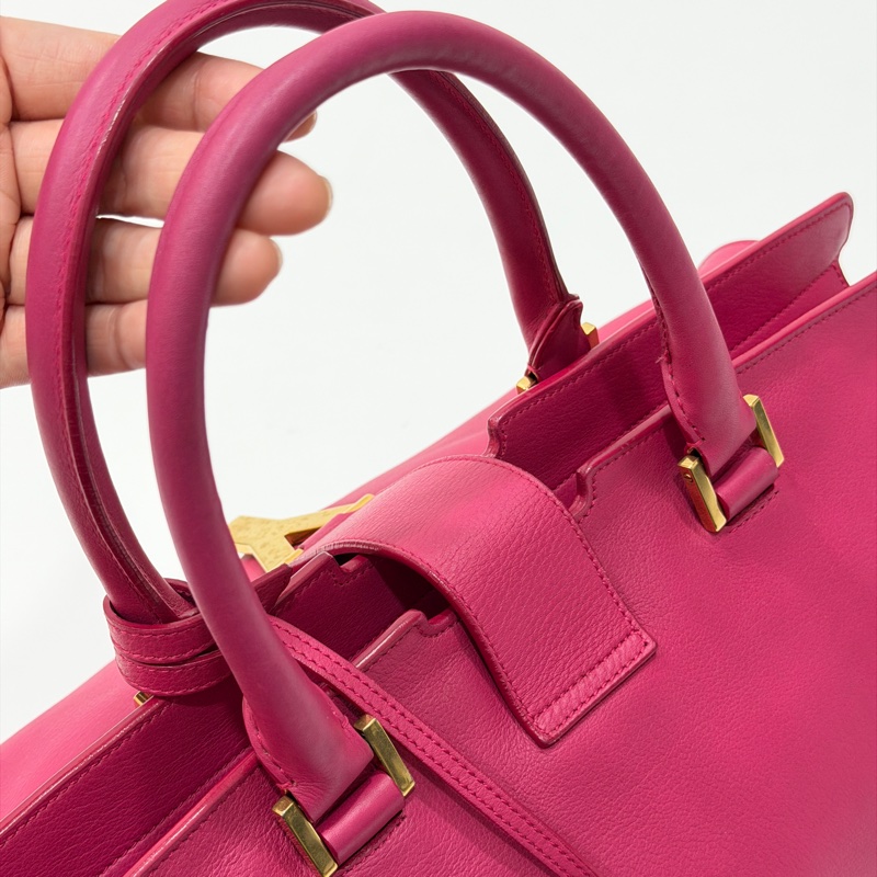 YVES SAINT LAURENT YSL 聖羅蘭 CABAS CHYC 桃紅色 手提包 醫生包 公事包 波斯頓包-17