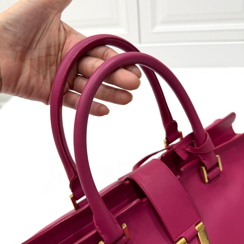 YVES SAINT LAURENT YSL 聖羅蘭 CABAS CHYC 桃紅色 手提包 醫生包 公事包 波斯頓包-18