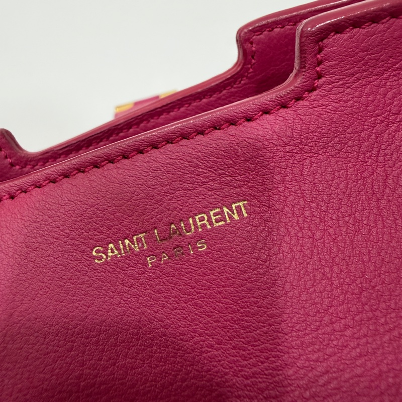 YVES SAINT LAURENT YSL 聖羅蘭 CABAS CHYC 桃紅色 手提包 醫生包 公事包 波斯頓包-24