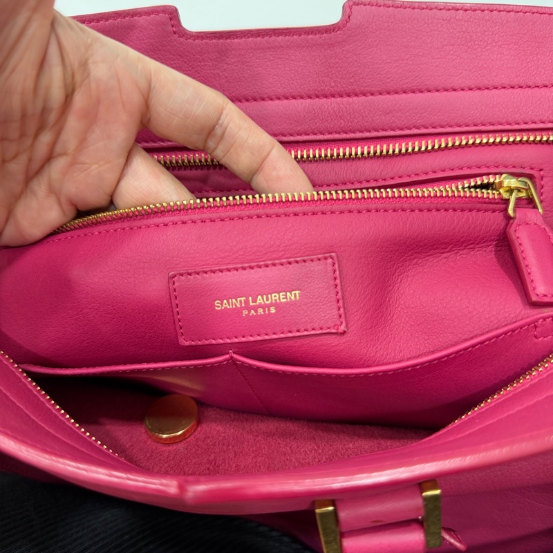YVES SAINT LAURENT YSL 聖羅蘭 CABAS CHYC 桃紅色 手提包 醫生包 公事包 波斯頓包-29
