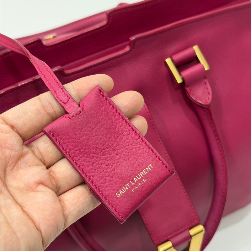 YVES SAINT LAURENT YSL 聖羅蘭 CABAS CHYC 桃紅色 手提包 醫生包 公事包 波斯頓包-36