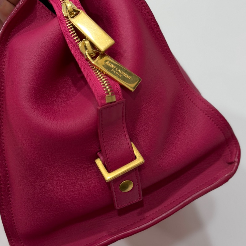 YVES SAINT LAURENT YSL 聖羅蘭 CABAS CHYC 桃紅色 手提包 醫生包 公事包 波斯頓包-44