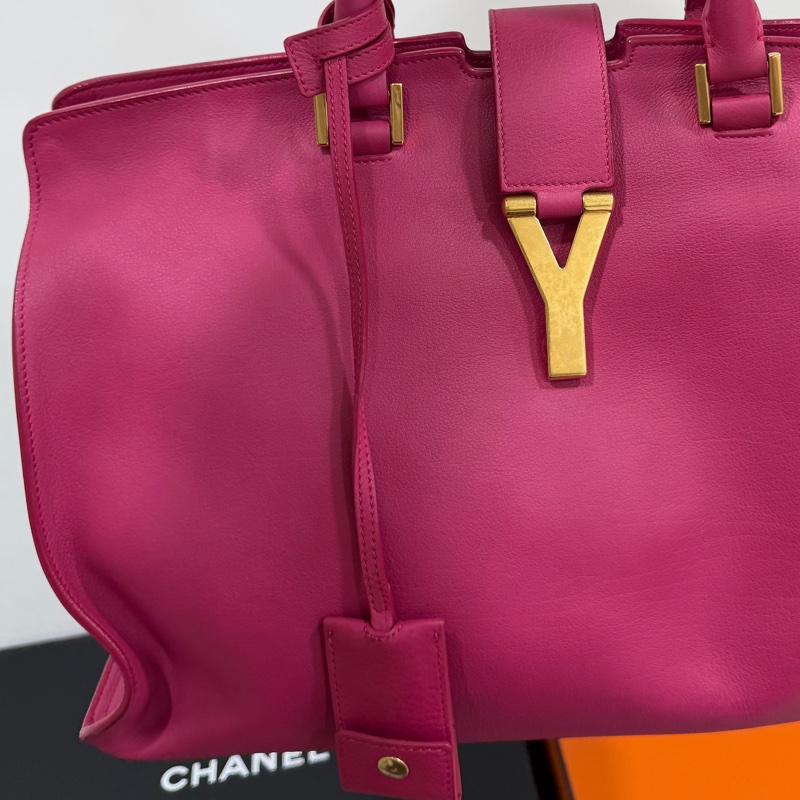YVES SAINT LAURENT YSL 聖羅蘭 CABAS CHYC 桃紅色 手提包 醫生包 公事包 波斯頓包-45