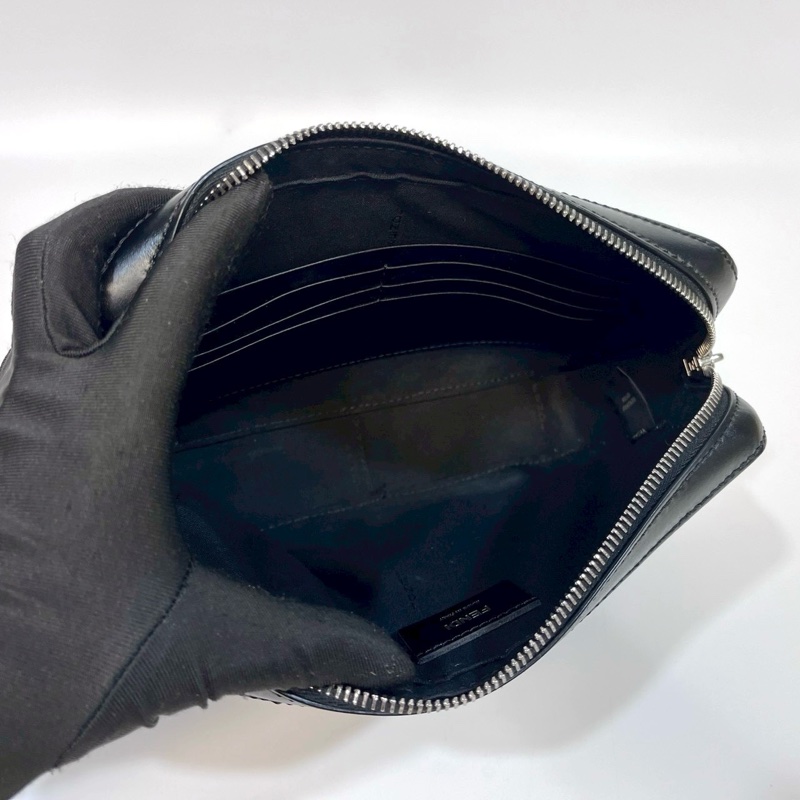 FENDI黑灰雙F拚黃色牛皮Diagonal銀釦相機包7M0286-7