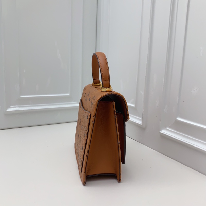 98 新Mcm 乾邑色小號郵差包 斜挎手提包-4